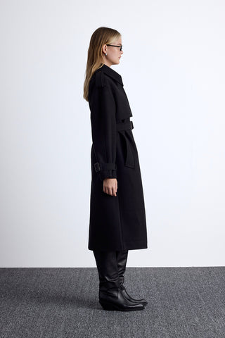 Epaulet Kaşe Mont Siyah