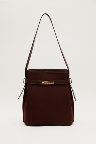 Milo Canvas Baguette Bag Brown