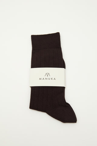 Classic Ribbed Socks Dark Brown