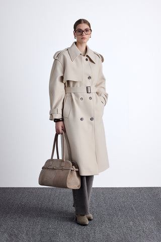 Epaulet Cachet Coat Beige