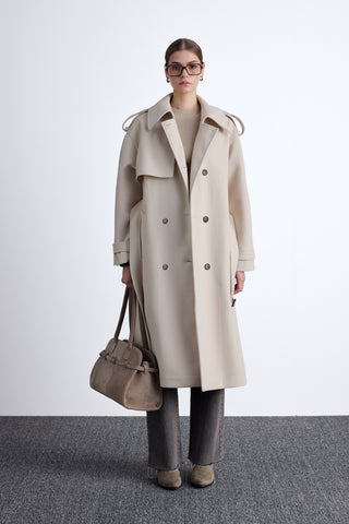 Epaulet Cachet Coat Beige