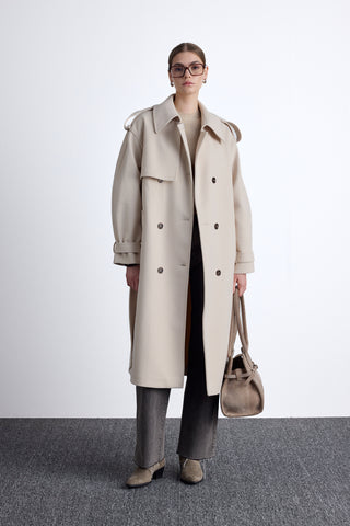 Epaulet Cachet Coat Beige