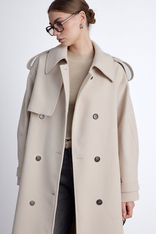 Epaulet Cachet Coat Beige