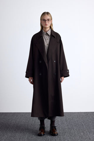Nicola Double Breasted Trench Coat Dark Brown