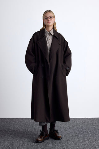 Nicola Double Breasted Trench Coat Dark Brown