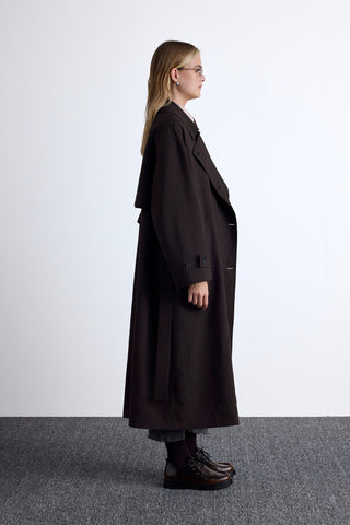 Nicola Double Breasted Trench Coat Dark Brown