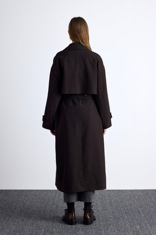 Nicola Double Breasted Trench Coat Dark Brown