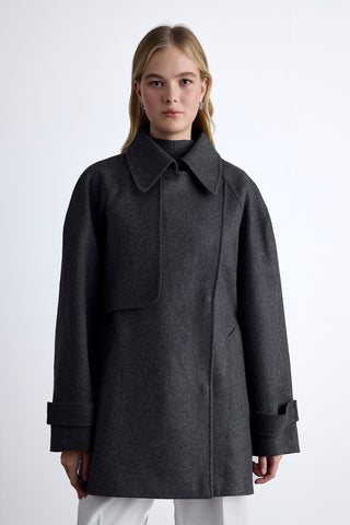 Mari Double Breasted Trench Coat Anthracite