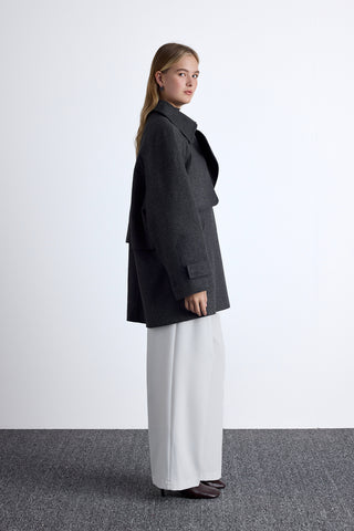 Mari Çift Sıralı Trençkot Antrasit