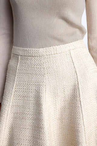 Ruffled Tweed Skirt Beige