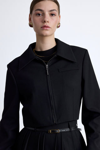 Klasik Kırpılmış Blazer Siyah
