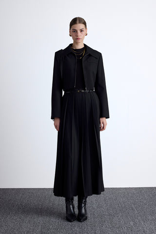 Wide Pleated Skirt Black