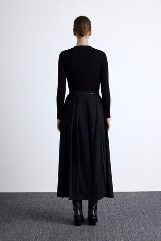 Wide Pleated Skirt Black