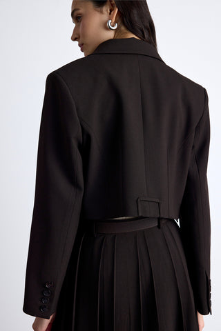 Klasik Crop Blazer Koyu Kahverengi