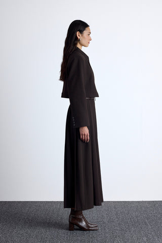 Klasik Crop Blazer Koyu Kahverengi