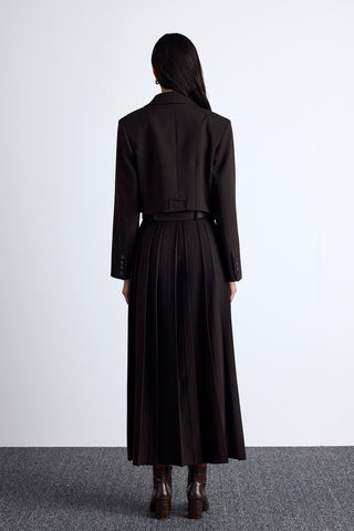 Klasik Crop Blazer Koyu Kahverengi