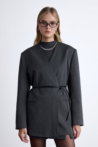 Classic Belted Blazer Anthracite