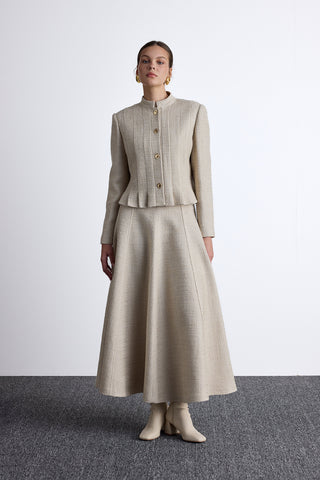 Textured Buttoned Jacket Beige