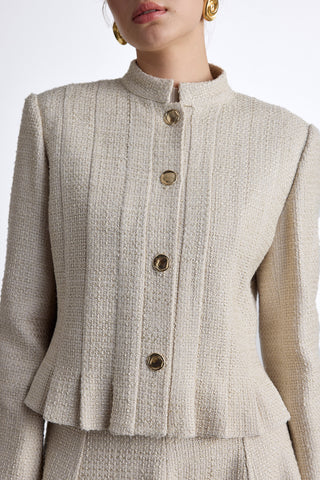 Textured Buttoned Jacket Beige