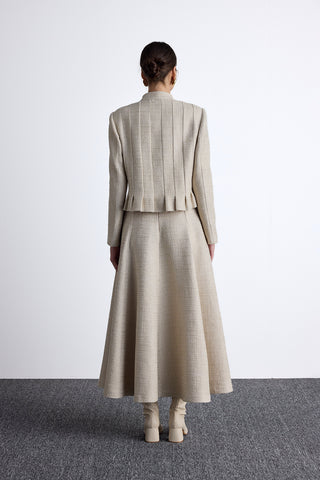 Textured Buttoned Jacket Beige