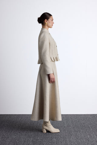 Textured Buttoned Jacket Beige