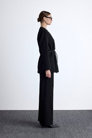 Classic Belted Blazer Black