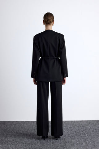 Classic Belted Blazer Black