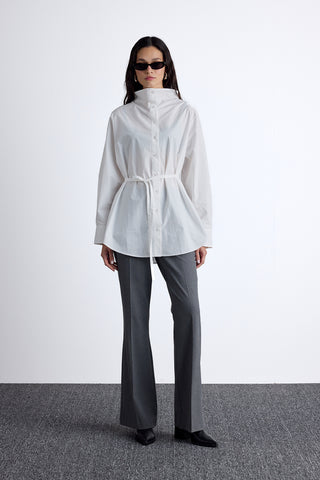 High Neck Design Shirt Ecru