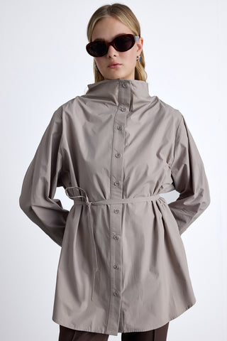 High Neck Design Shirt Mink