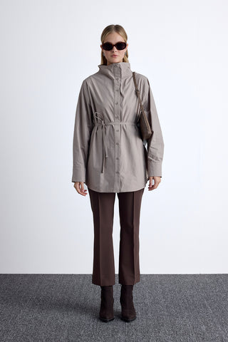 High Neck Design Shirt Mink