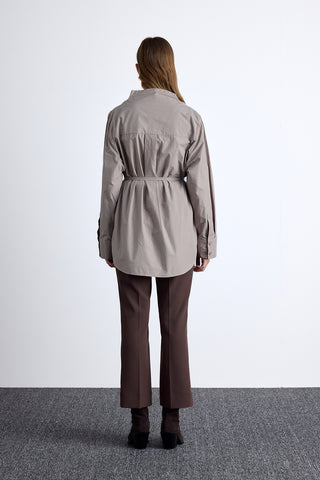 High Neck Design Shirt Mink