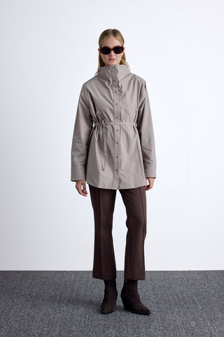 High Neck Design Shirt Mink