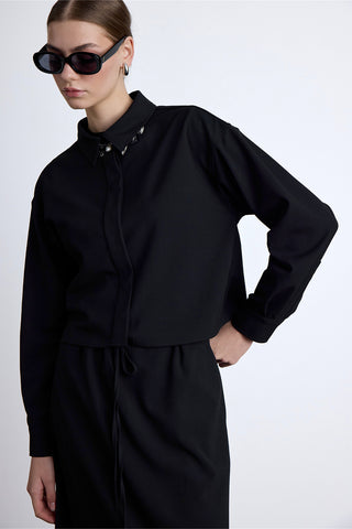 Draped Crop Shirt Black