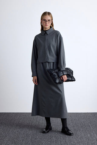 Draped Crop Shirt Grey