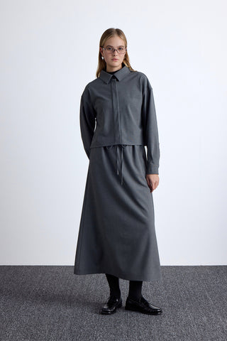 Draped Crop Shirt Grey