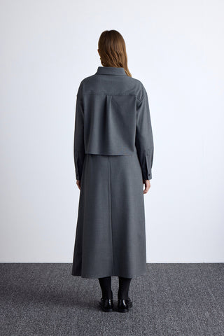 Draped Crop Gömlek Gri
