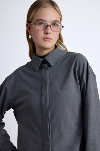 Draped Crop Gömlek Gri