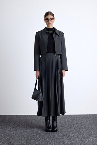 Wide Pleated Skirt Anthracite