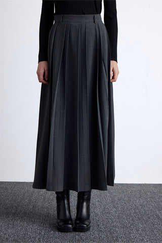 Wide Pleated Skirt Anthracite