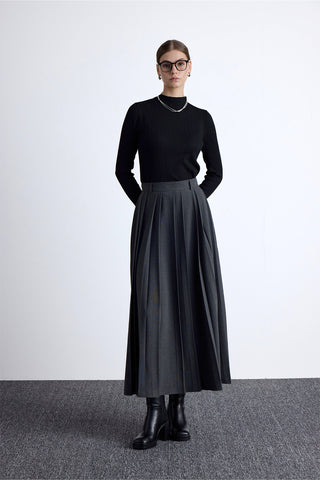 Wide Pleated Skirt Anthracite