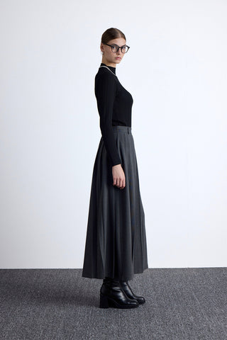 Wide Pleated Skirt Anthracite