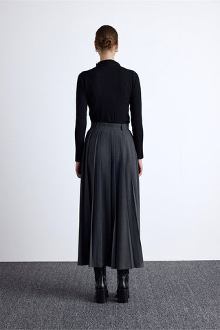 Wide Pleated Skirt Anthracite
