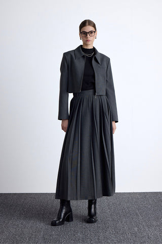 Klasik Crop Blazer Antrasit