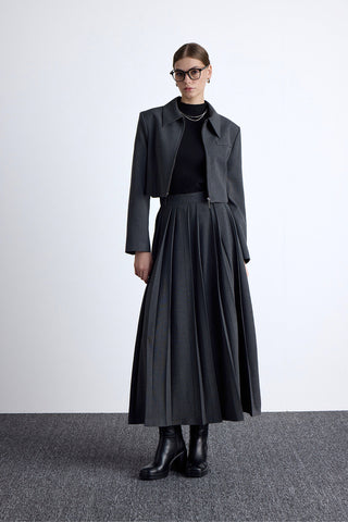 Klasik Crop Blazer Antrasit