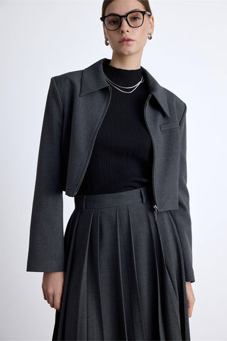 Klasik Crop Blazer Antrasit