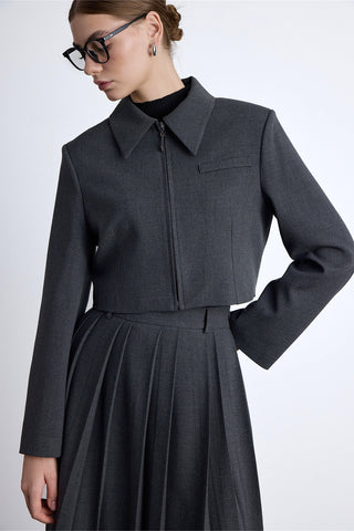 Klasik Crop Blazer Antrasit