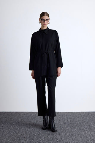 Classic Pleated Pants Black