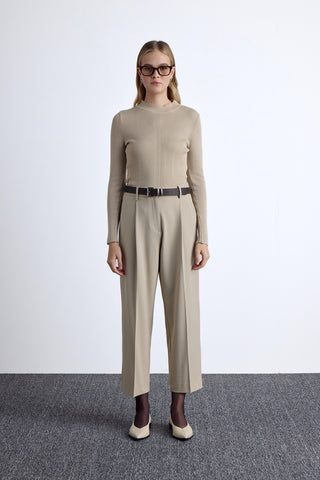 Classic Pleated Pants Beige