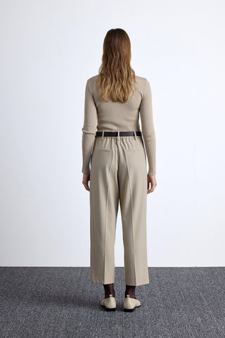 Classic Pleated Pants Beige