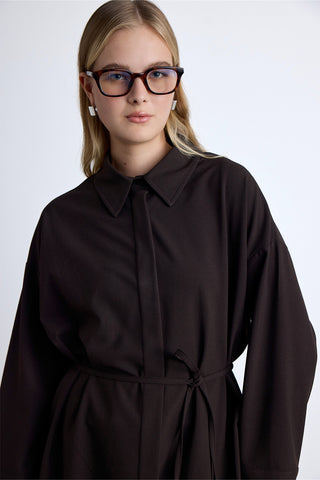 Wide Collar Tunic Dark Brown